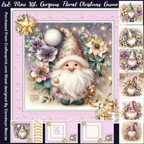 8x8 Mini Kit, gorgeous Floral Christmas Gnomes