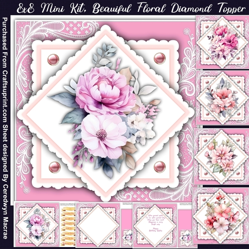 8x8 Mini Kit, Beautiful Floral Diamond Toppers