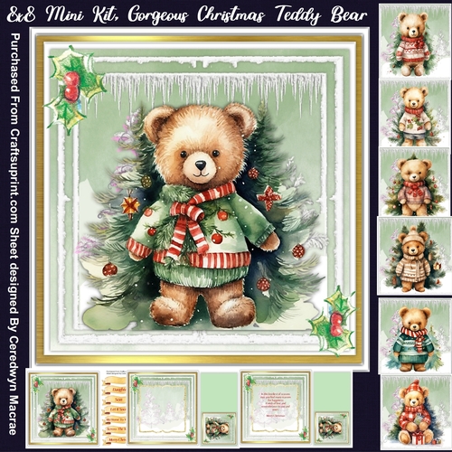 8x8 Mini Kit, Gorgeous Christmas Teddy Bear
