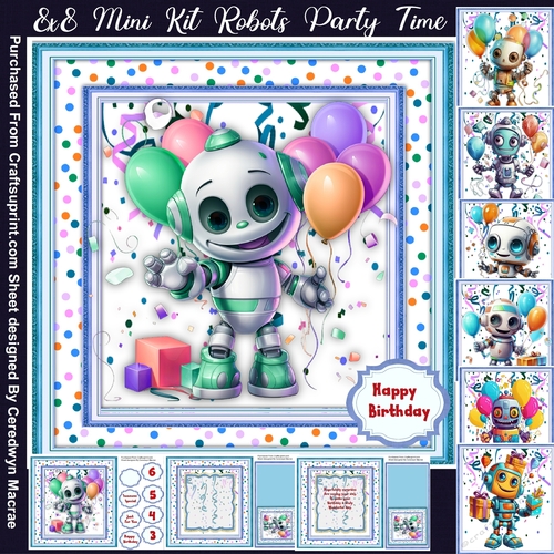 8x8 Mini Kit , Robots Party Time