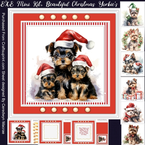 8x8 Mini Kit, Beautiful Christmas Yorkies 