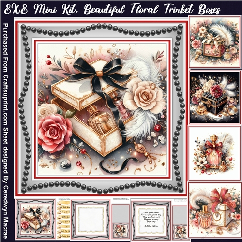 8x8 Mini Kit, Beautiful Floral Trinket Boxes