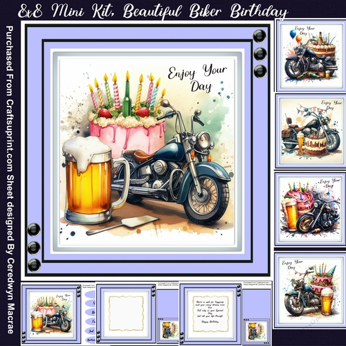 8x8 Mini Kit, Beautiful Birthday Biker 