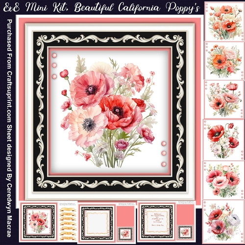 8x8 Mini Kit, Beautiful California Poppys 