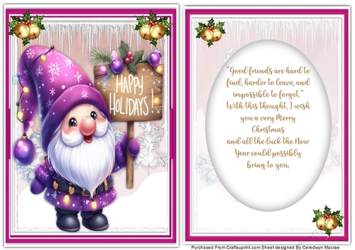 A5 Gorgeous Christmas Gnome with Verse Insert 4