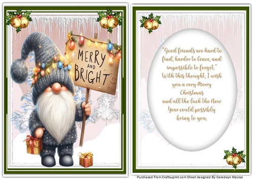 A5 Gorgeous Christmas Gnome with Verse Insert 5