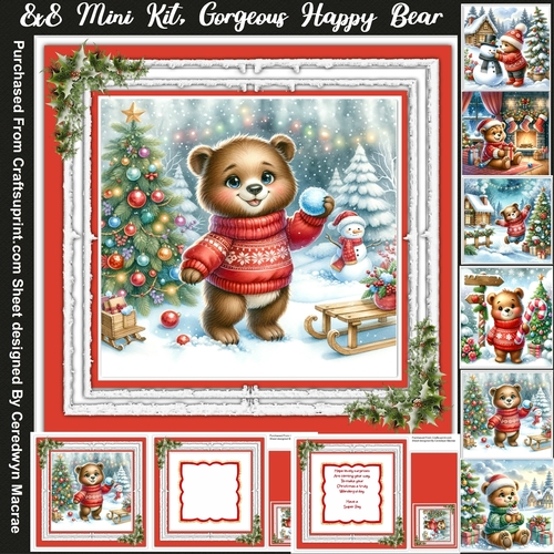 8x8 Mini Kit, Gorgeous Happy Bear