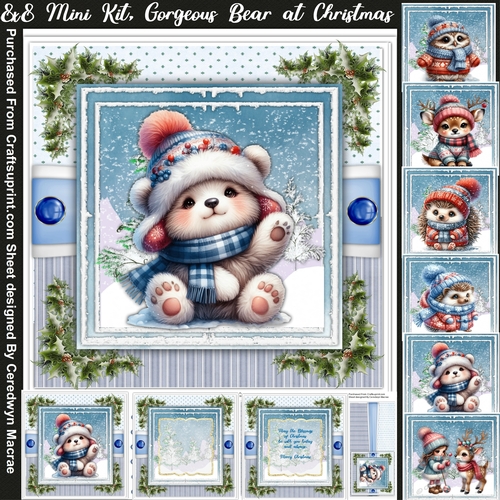 8x8 Mini Kit, Gorgeous Bear at Christmas