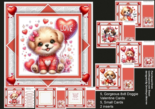 5, Gorgeous 8x8 Doggie Valentine cards 