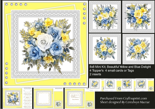 8x8 Mini Kit, Beautiful Yellow and Blue Delight 
