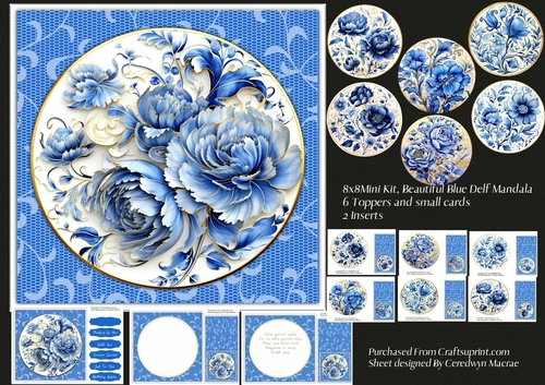 8x8 Mini Kit, Beautiful Blue Delf Mandalas