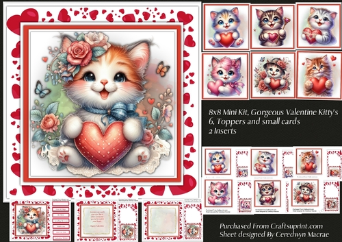 8x8 Mini Kit, Gorgeous Valentine Kittys
