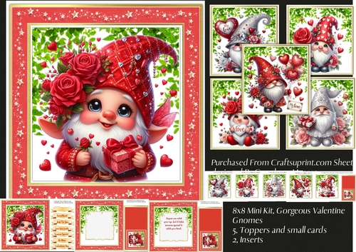 8x8 Mini Kit, Gorgeous Valentine Gnomes