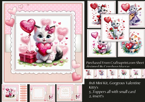 8x8 Mini Kit, Gorgeous Valentine Kittys
