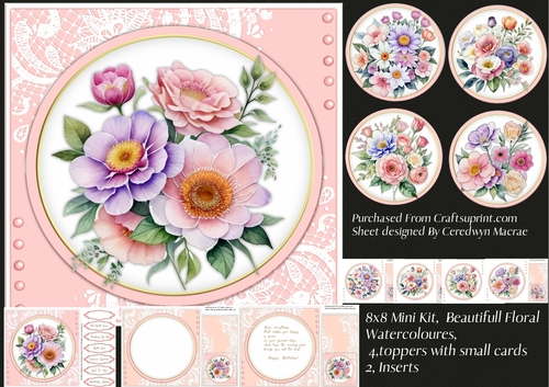 8x8 Mini Kit, Beautiful Floral Watercoloures