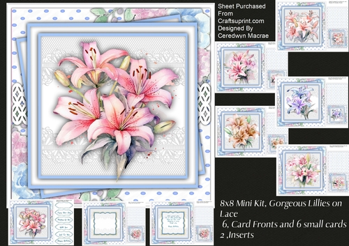 8x8 Mini Kit, Gorgeous Lillies on Lace 