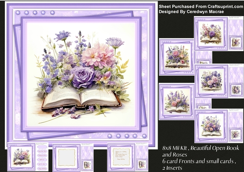 8x8 Mini Kit, Beautiful Open Book and Roses