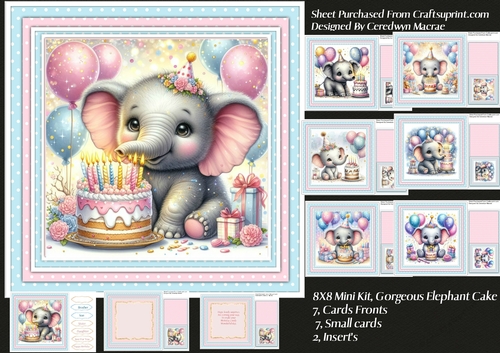 8x8 Mini Kit Gorgeous Elephant Cake