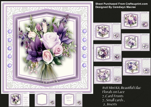 8x8 Mini Kit, Beautiful Lilac Florals on Lace 