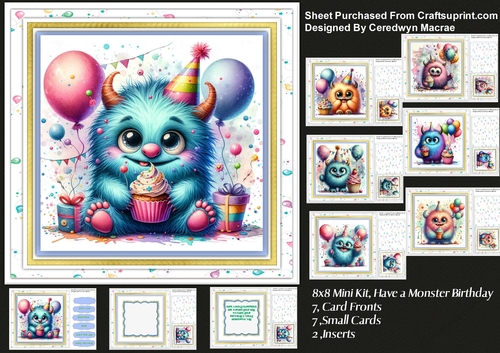 8x8 Mini Kit,  Have a Monster Birthday