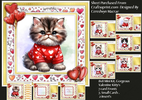 8x8 Mini Kit, Gorgeous Valentine Kittys