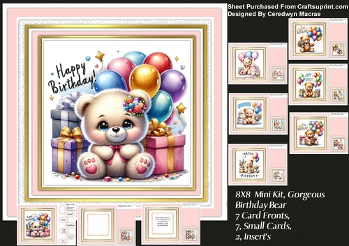 8x8 Mini Kit, Gorgeous Birthday Bear