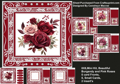8x8 Mini Kit, Beautiful Burgandy and Pink Roses