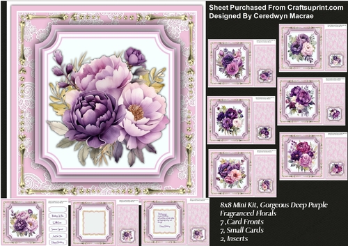 8x8 Mini Kit , Gorgeous Deep Purple Fragranced Florals 