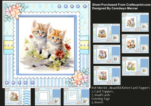 8x8 Mini Kit, Beautiful Kitten Card Toppers