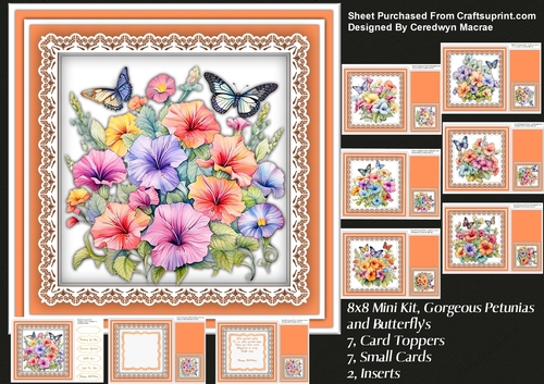 8x8 Mini Kit, Gorgeous Petunias and Butterflys 