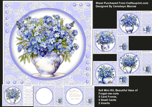 8x8 Mini Kit, Beautiful Vase Of Forget-Me- Nots