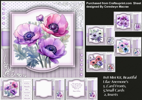 8x8 Mini Kit, Beautiful Lilac Anemones 