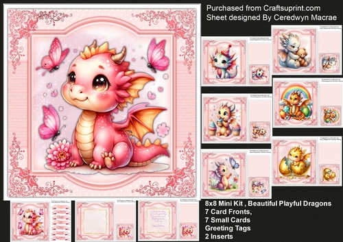 8x8 Mini Kit, Beautiful Playful Dragons