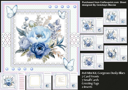 8x8 Mini Kit, Gorgeous Dusky Blues