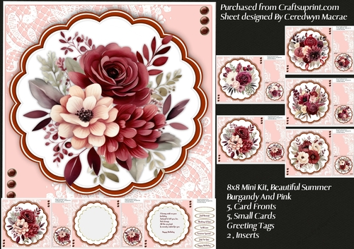 8x8 Mini Kit, Beautiful Summer Burgandy and Pink