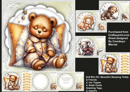 8x8 Mini Kit, Beautiful Sleeping Teddy & Friends