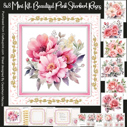 8x8 Mini Kit, Beautiful Pink Sherbart Roses