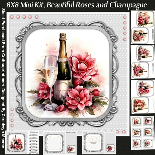 8x8 Mini Kit, Beautiful Roses and Champagne