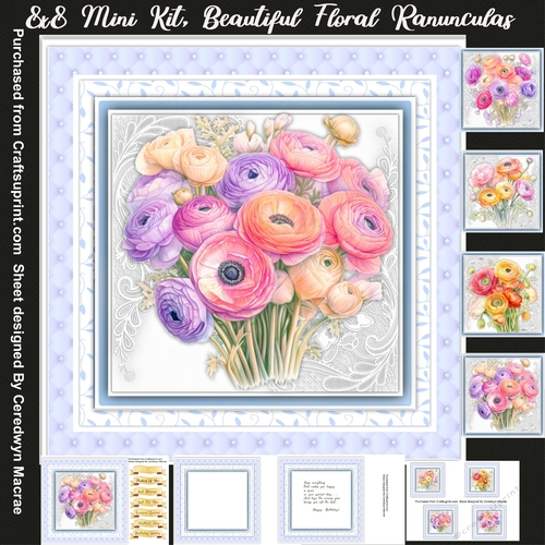 8x8 Mini Kit Beautiful Floral Ranuncula Flowers
