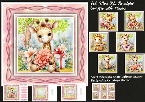 8x8 Mini Kit, Beautiful Giraffe With Flowers