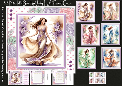 8x8 Mini Kit, Beautiful Lady in a Flower Gown