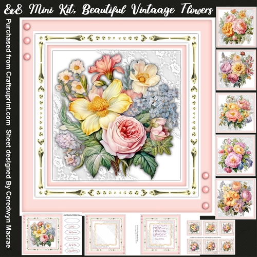 8x8 Mini Kit, Beautiful Vintage Flowers