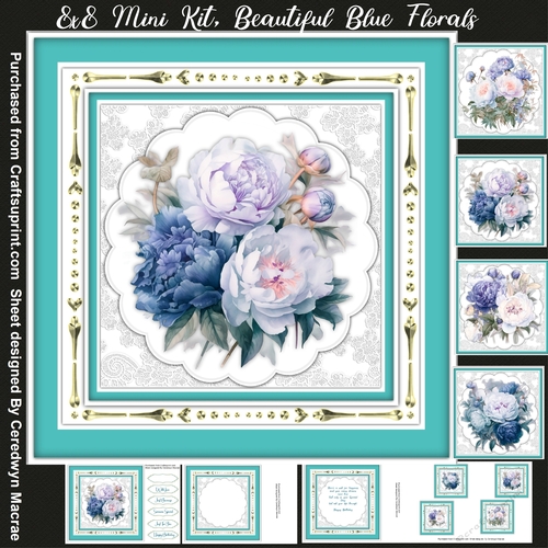 8x8 Mini Kit, Beautiful Blue Florals