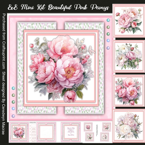 8x8 Mini Kit, Beautiful Pink Peony Roses