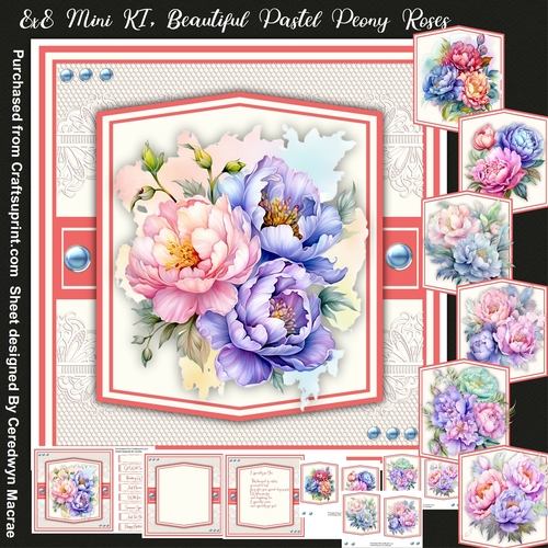8x8 Mini Kit, Beautiful Pastel Peony Roses