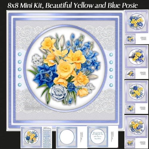 8x8 Mini Kit, Beautiful Yellow and Blue  Posie 