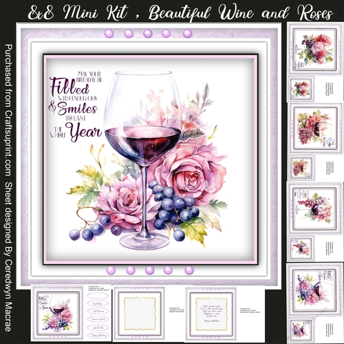 8x8 Mini Kit , Beautiful Wine and Roses 