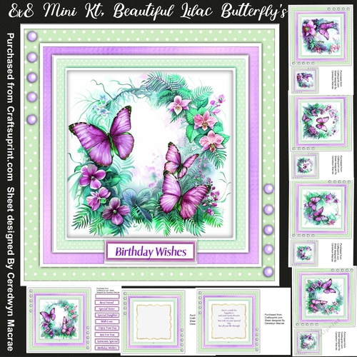 8x8 Mini Kit , Beautiful Lilac Butterflys