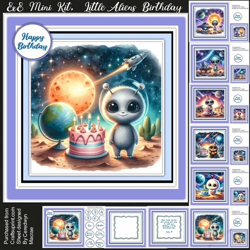 8x8 Mini Kit , Little Aliens Birthday