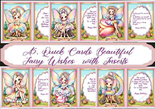 6 , A 5 Quick Cards Fairy Wishes with Inserts 